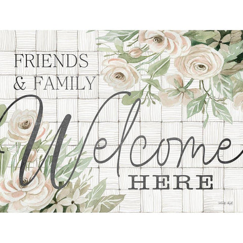 Friends and Family Welcome Here Gold Ornate Wood Framed Art Print with Double Matting by Jacobs, Cindy