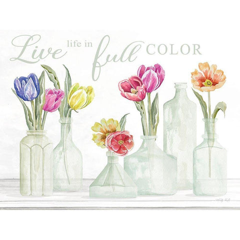 Live Life in Full Color Black Modern Wood Framed Art Print with Double Matting by Jacobs, Cindy