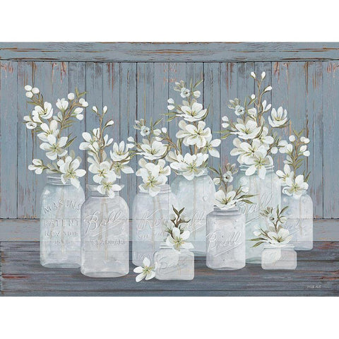 Floral Blooms Black Modern Wood Framed Art Print by Jacobs, Cindy