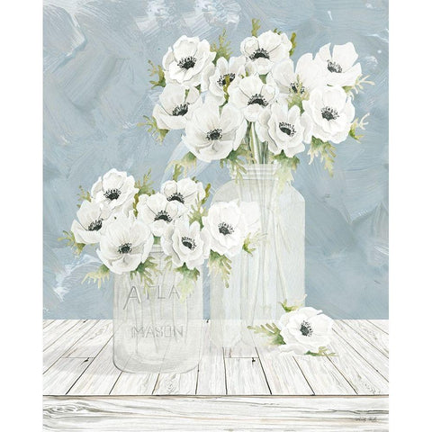 Poppin Florals White Modern Wood Framed Art Print by Jacobs, Cindy