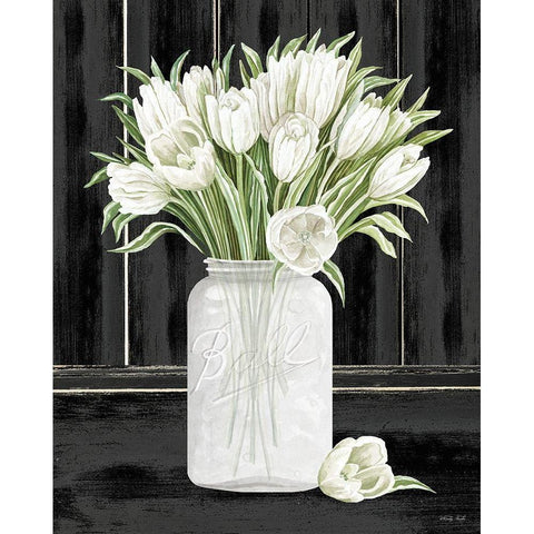 Tulips in a Jar Black Modern Wood Framed Art Print with Double Matting by Jacobs, Cindy