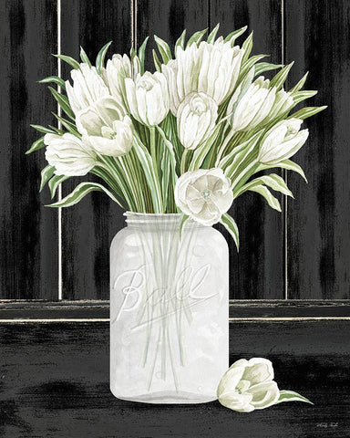 Tulips in a Jar White Modern Wood Framed Art Print with Double Matting by Jacobs, Cindy