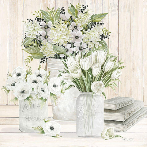 Collection of White Flowers White Modern Wood Framed Art Print by Jacobs, Cindy