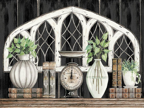 Farmhouse Dresser Black Ornate Wood Framed Art Print with Double Matting by Jacobs, Cindy