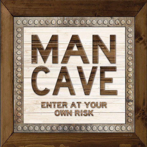 Man Cave - Enter At Your Own Risk Black Ornate Wood Framed Art Print with Double Matting by Jacobs, Cindy