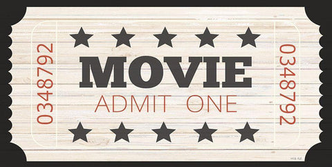 Admit One Movie Ticket Black Ornate Wood Framed Art Print with Double Matting by Jacobs, Cindy