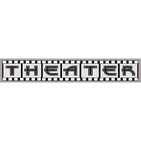 Theater Sign Black Modern Wood Framed Art Print with Double Matting by Jacobs, Cindy