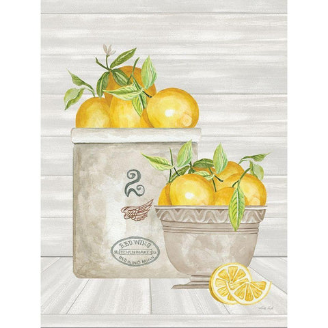 Lemon Crock and Bowl White Modern Wood Framed Art Print by Jacobs, Cindy