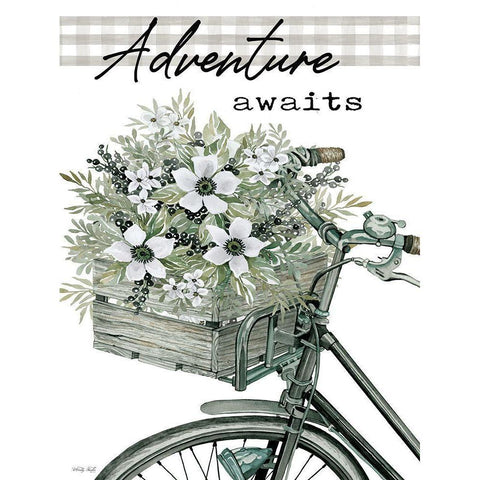 Adventure Awaits White Modern Wood Framed Art Print by Jacobs, Cindy