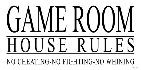 Game Room House Rules I White Modern Wood Framed Art Print with Double Matting by Jacobs, Cindy