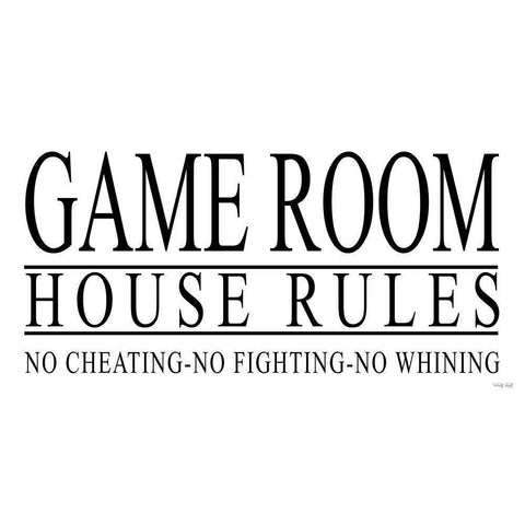 Game Room House Rules I Black Modern Wood Framed Art Print by Jacobs, Cindy