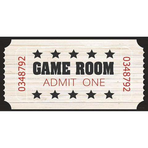 Game Room Ticket White Modern Wood Framed Art Print by Jacobs, Cindy