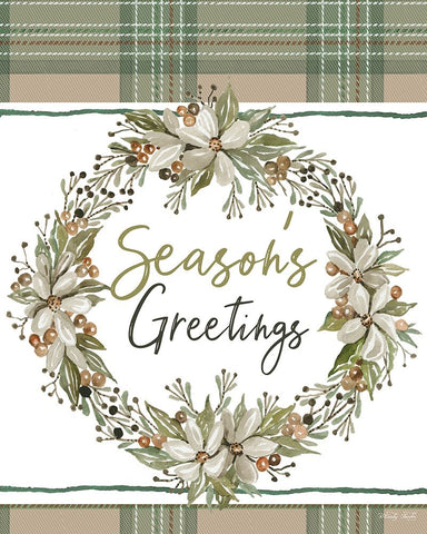 Seasons Greetings Black Ornate Wood Framed Art Print with Double Matting by Jacobs, Cindy