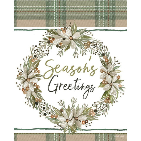 Seasons Greetings Gold Ornate Wood Framed Art Print with Double Matting by Jacobs, Cindy