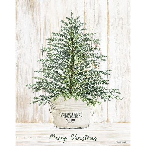 Merry Christmas Tree White Modern Wood Framed Art Print by Jacobs, Cindy