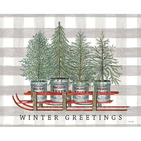 Winter Greetings Black Modern Wood Framed Art Print with Double Matting by Jacobs, Cindy