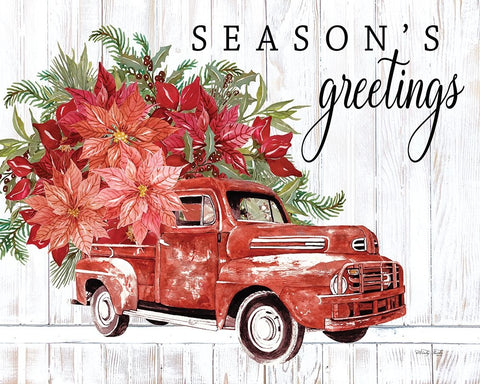 Seasons Greetings White Modern Wood Framed Art Print with Double Matting by Jacobs, Cindy