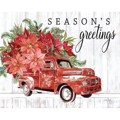 Seasons Greetings Black Modern Wood Framed Art Print with Double Matting by Jacobs, Cindy