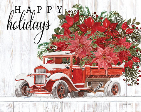 Happy Holidays Black Ornate Wood Framed Art Print with Double Matting by Jacobs, Cindy
