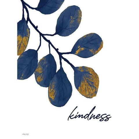 Kindness Navy Gold Leaves Gold Ornate Wood Framed Art Print with Double Matting by Jacobs, Cindy