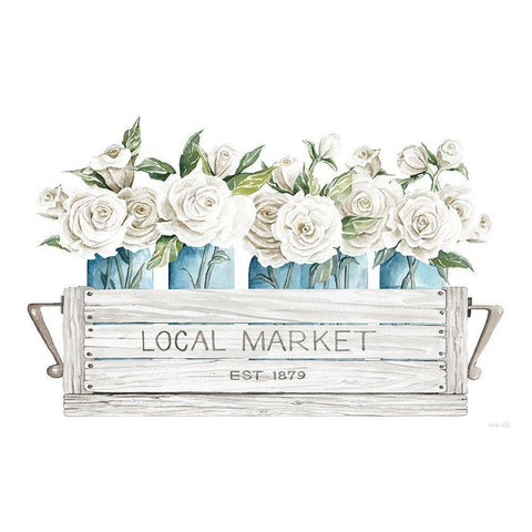 Local Market Flowers Black Modern Wood Framed Art Print with Double Matting by Jacobs, Cindy