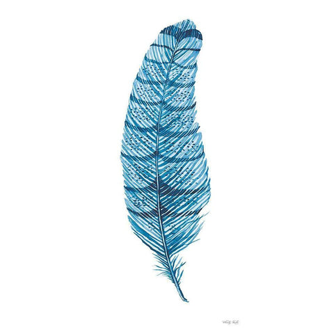 Blue Feather I White Modern Wood Framed Art Print by Jacobs, Cindy