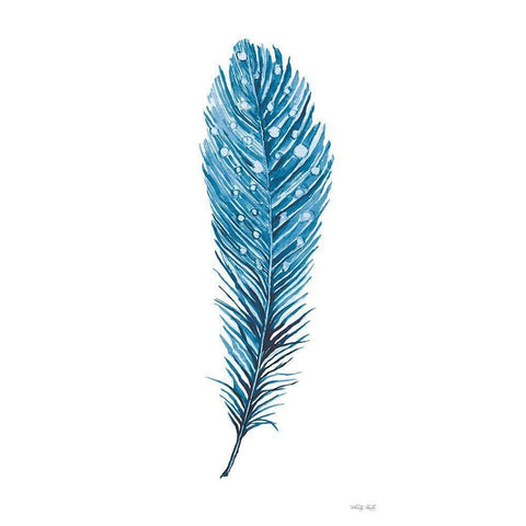 Blue Feather II White Modern Wood Framed Art Print by Jacobs, Cindy