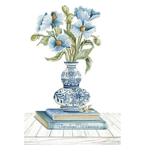 Delft Blue Floral II White Modern Wood Framed Art Print by Jacobs, Cindy