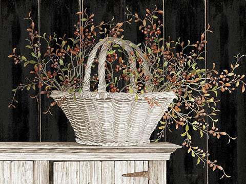 Bittersweet Basket   Black Ornate Wood Framed Art Print with Double Matting by Jacobs, Cindy