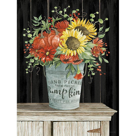 Colors of Fall Floral Black Modern Wood Framed Art Print by Jacobs, Cindy