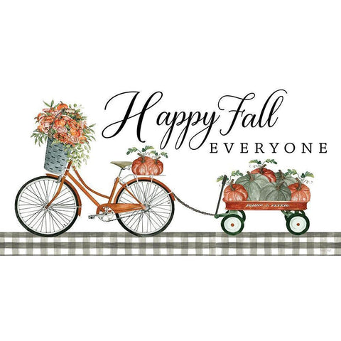 Happy Fall Everyone White Modern Wood Framed Art Print by Jacobs, Cindy