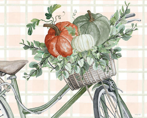 Bountiful Basket on a Bike II White Modern Wood Framed Art Print with Double Matting by Jacobs, Cindy