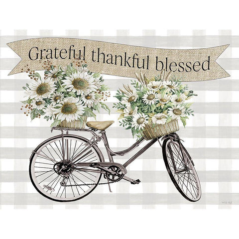 Grateful-Thankful-Blessed Bicycle Black Modern Wood Framed Art Print with Double Matting by Jacobs, Cindy