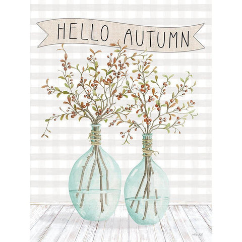 Hello Autumn Black Modern Wood Framed Art Print with Double Matting by Jacobs, Cindy