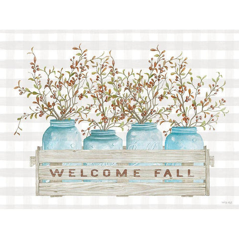 Welcome Fall Jars Black Modern Wood Framed Art Print by Jacobs, Cindy