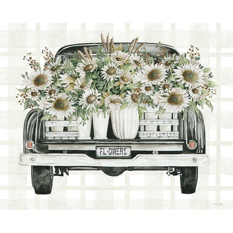 Sunflower Truck Black Modern Wood Framed Art Print by Jacobs, Cindy