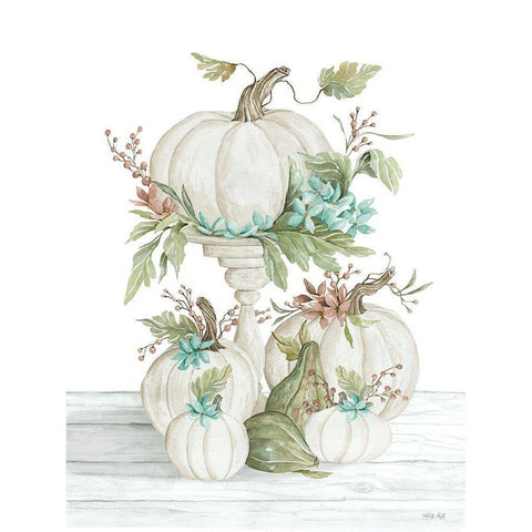 Pretty Pumpkins White Modern Wood Framed Art Print by Jacobs, Cindy