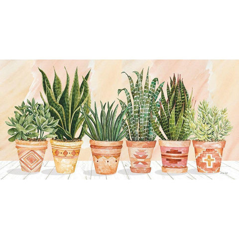 Aztec Potted Plants in a Row Black Modern Wood Framed Art Print with Double Matting by Jacobs, Cindy