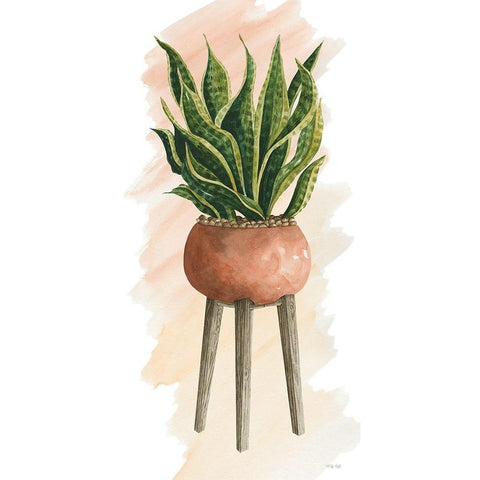 Plant Stand Pot of Flowers II White Modern Wood Framed Art Print by Jacobs, Cindy