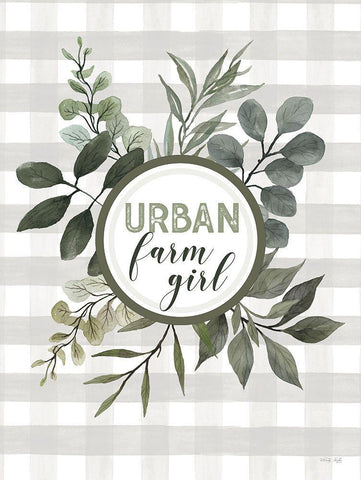Urban Farm Girl White Modern Wood Framed Art Print with Double Matting by Jacobs, Cindy