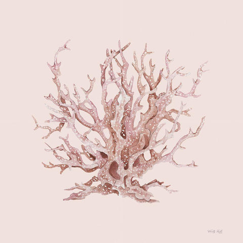 Pink Coral I White Modern Wood Framed Art Print with Double Matting by Jacobs, Cindy