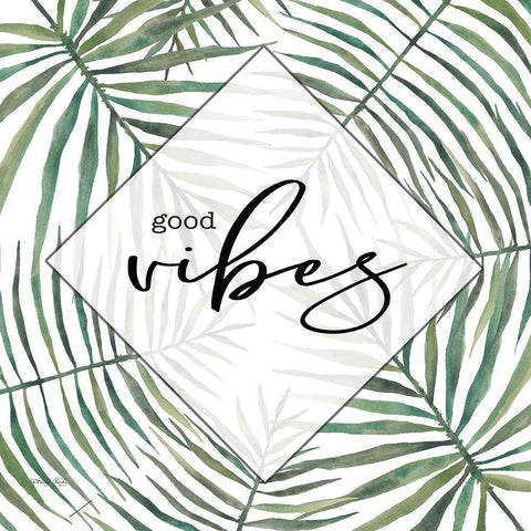 Good Vibes White Modern Wood Framed Art Print with Double Matting by Jacobs, Cindy