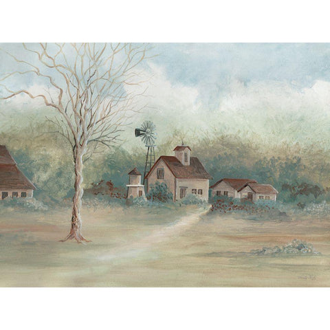 Barns in the Distance White Modern Wood Framed Art Print by Jacobs, Cindy