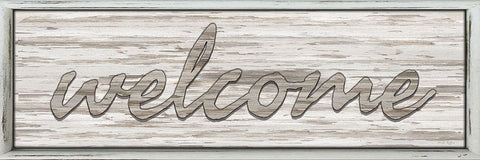 Welcome White Modern Wood Framed Art Print with Double Matting by Jacobs, Cindy