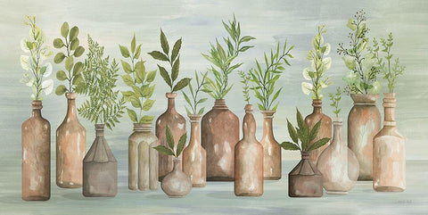 Greenery in Bottles III White Modern Wood Framed Art Print with Double Matting by Jacobs, Cindy