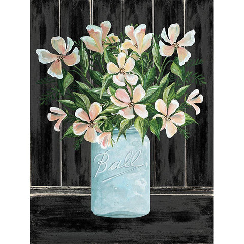 Farmhouse Flowers I Black Modern Wood Framed Art Print with Double Matting by Jacobs, Cindy