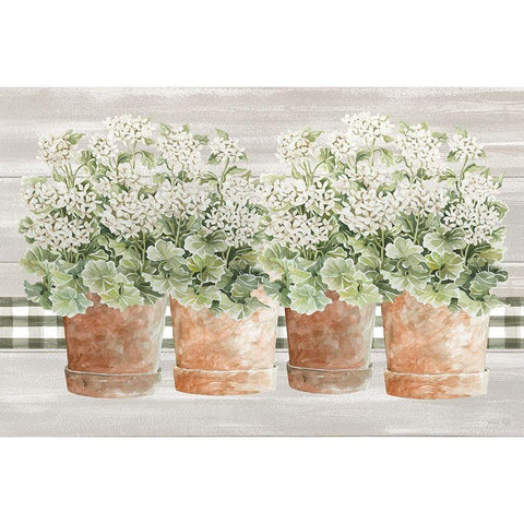 Welcoming Geraniums II White Modern Wood Framed Art Print by Jacobs, Cindy