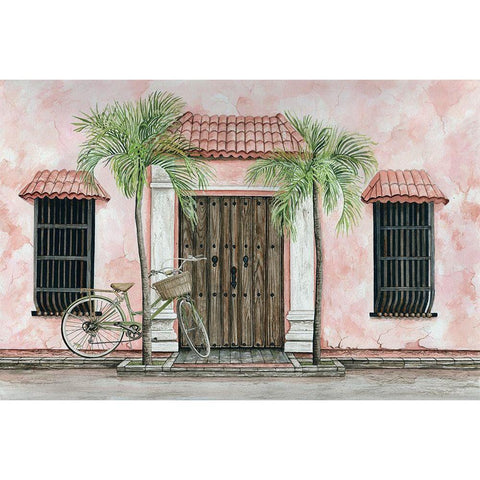 Palms and Bike Black Modern Wood Framed Art Print with Double Matting by Jacobs, Cindy