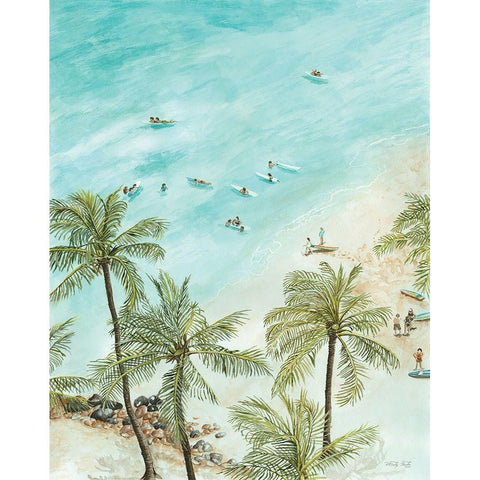 Surfers from Afar White Modern Wood Framed Art Print by Jacobs, Cindy