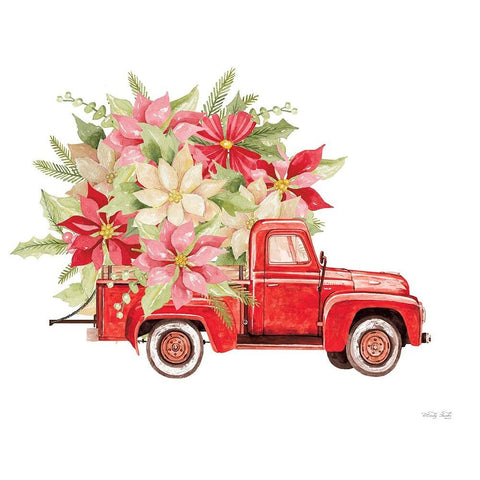 Poinsettia Pickup Gold Ornate Wood Framed Art Print with Double Matting by Jacobs, Cindy